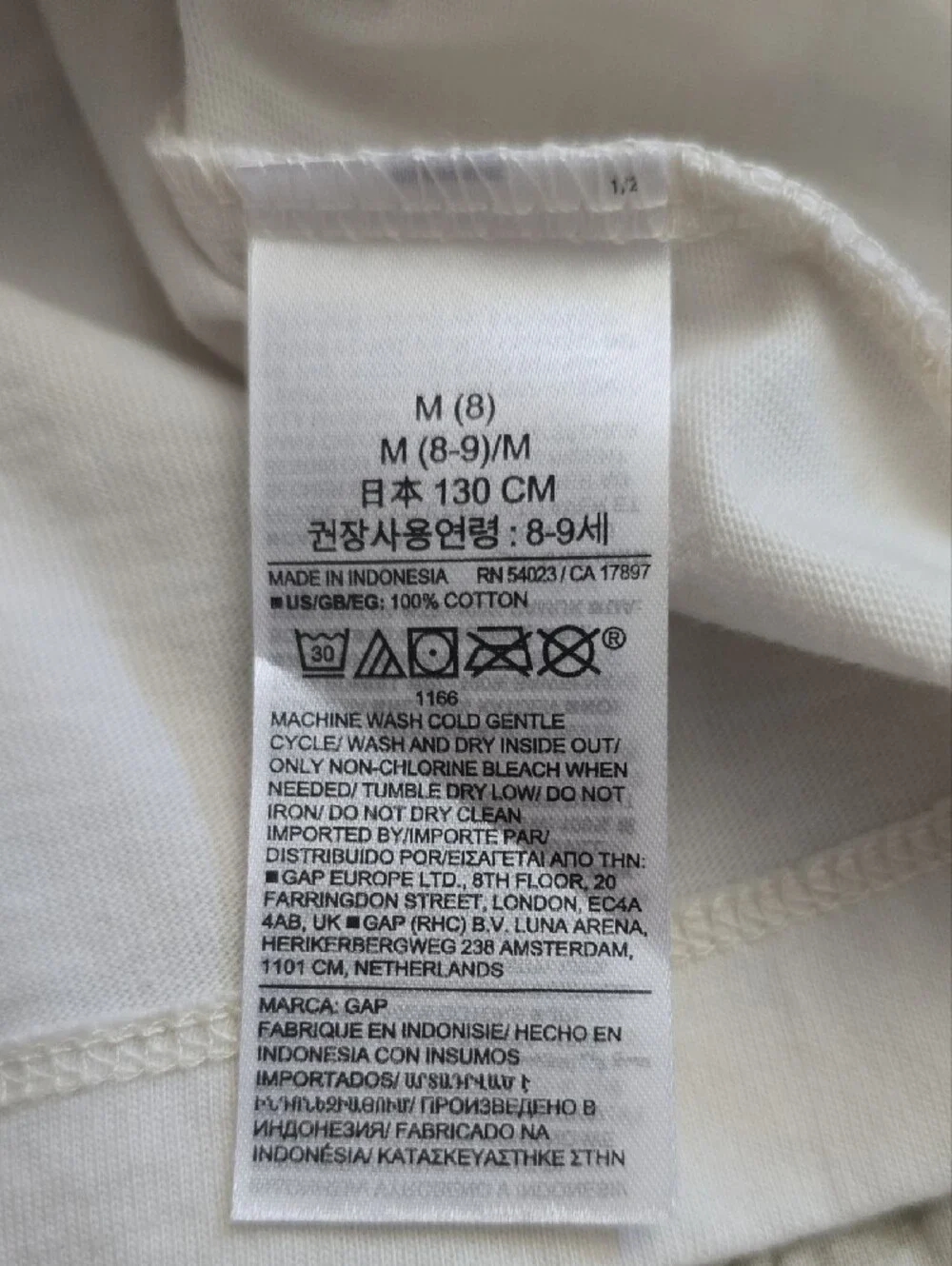 GAP Cream Long Sleeve Tee with Light Blue Logo